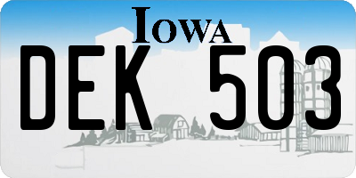 IA license plate DEK503