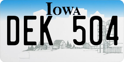 IA license plate DEK504