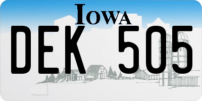 IA license plate DEK505