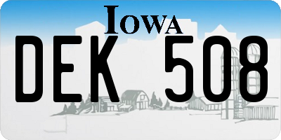 IA license plate DEK508