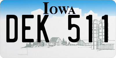 IA license plate DEK511