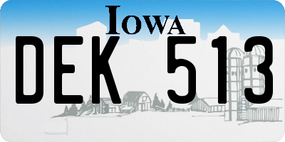 IA license plate DEK513