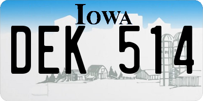IA license plate DEK514