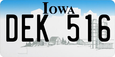 IA license plate DEK516