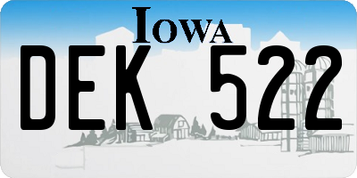 IA license plate DEK522
