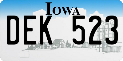 IA license plate DEK523