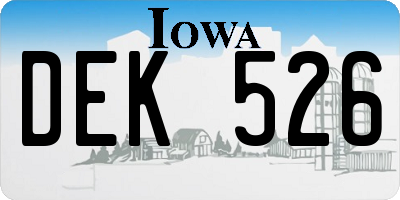IA license plate DEK526