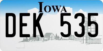 IA license plate DEK535