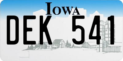 IA license plate DEK541