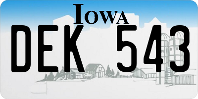 IA license plate DEK543