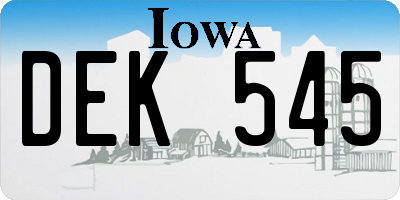 IA license plate DEK545
