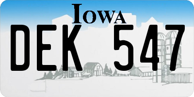 IA license plate DEK547