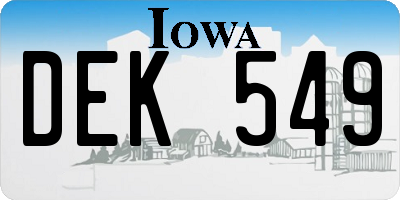 IA license plate DEK549