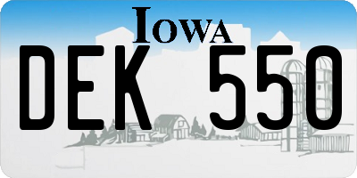 IA license plate DEK550