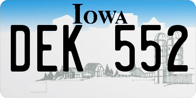IA license plate DEK552