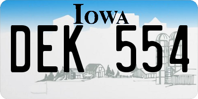 IA license plate DEK554