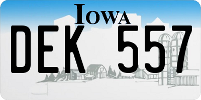 IA license plate DEK557