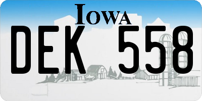 IA license plate DEK558