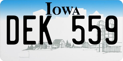 IA license plate DEK559