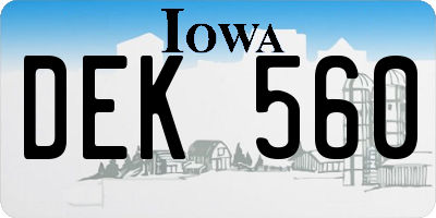 IA license plate DEK560