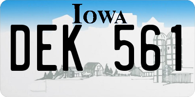 IA license plate DEK561