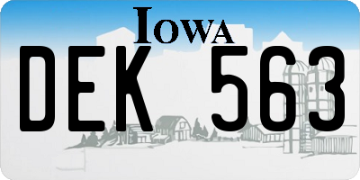 IA license plate DEK563