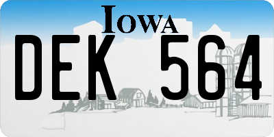 IA license plate DEK564