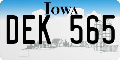 IA license plate DEK565