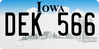 IA license plate DEK566