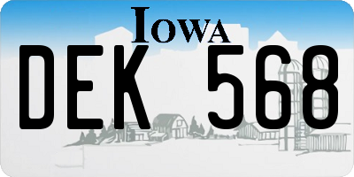IA license plate DEK568