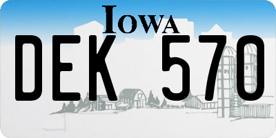 IA license plate DEK570