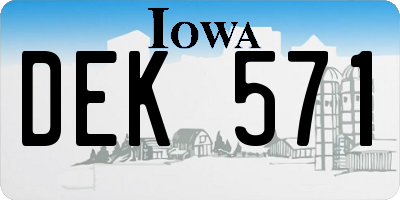 IA license plate DEK571