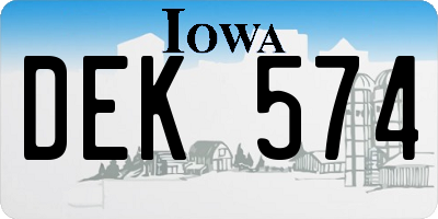 IA license plate DEK574