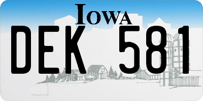 IA license plate DEK581