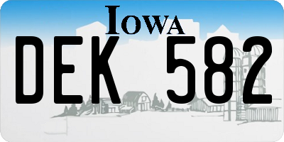 IA license plate DEK582