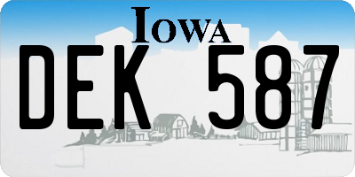 IA license plate DEK587