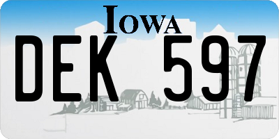 IA license plate DEK597