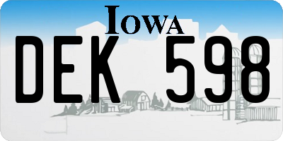 IA license plate DEK598