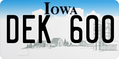IA license plate DEK600
