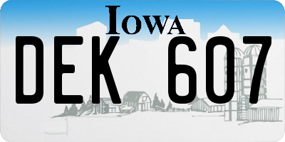 IA license plate DEK607