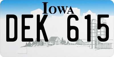 IA license plate DEK615