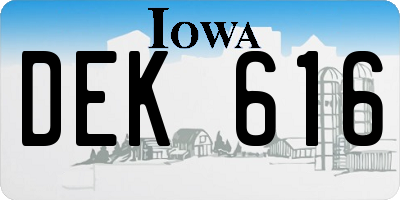IA license plate DEK616