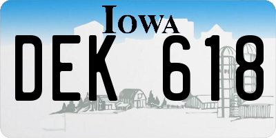 IA license plate DEK618