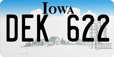 IA license plate DEK622
