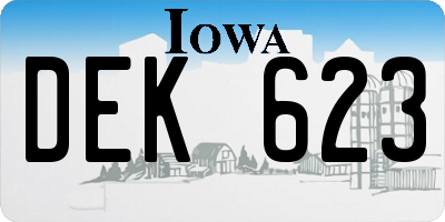 IA license plate DEK623