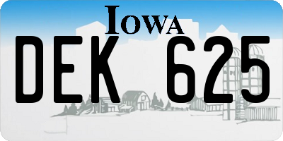 IA license plate DEK625