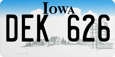 IA license plate DEK626