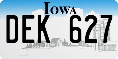 IA license plate DEK627
