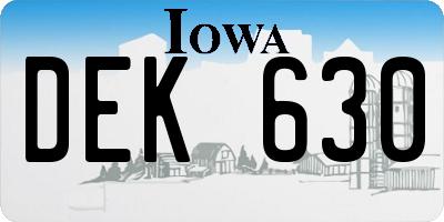 IA license plate DEK630