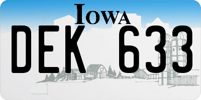 IA license plate DEK633
